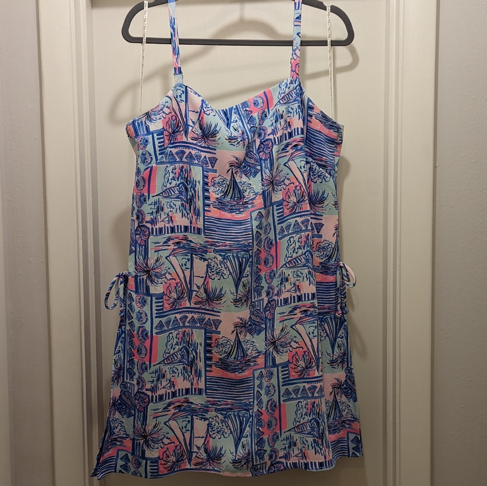 Lilly Pulitzer Sahar Romper Dress Whisper Blue Yeah Buoy